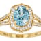 Blue Zircon And White Zircon Oval Ring In 18K Gold Over Sterling Silver 2.23ctw