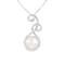 9-10mm Button White Cultured Freshwater Pearl and CZ Rhodium Over
Sterling Silver Pendant