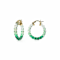 14K Yellow Gold Over Sterling Silver Painted Mini Rope Hoops in Green