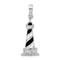 Rhodium Over Sterling Silver Enameled Cape Hatteras Lighthouse Pendant