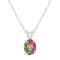 10x8mm Oval Mystic Topaz With Diamond Accents Rhodium Over Sterling
Silver Pendant with Chain