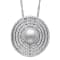 Sterling Silver Freshwater Pearl and Cubic Zirconia  Pendant with
Singapore Chain