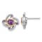 Sterling Silver with 14K Accent Rhodium-plated Amethyst and Pink Quartz Earrings