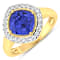Cushion Cut Violet Tanzanite and White Diamond 14K Yellow Gold Halo Ring
2.23 ctw