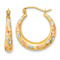 14k Tri-color Gold Polished, Satin and Diamond-Cut 7/8" Hoop Earrings