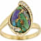Multi-Color Blended Turquoise Pear And White Zircon Ring In 18K Gold
Over Sterling Silver 0.19ctw
