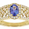 Tanzanite Oval And White Zircon Ring In 18K Gold Over Sterling Silver 1.37ctw