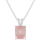 10x8mm Emerald Cut Rose Quartz With Diamond Accents Rhodium Over
Sterling Silver Pendant with Chain