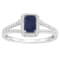 6x4mm Emerald Cut Sapphire 1/4 ctw Diamond Rhodium Over Sterling Silver
Halo Ring
