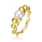 Freshwater Pearl Scalloped Seashell Ring In 14K Gold Over Sterling Silver