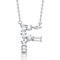 Initial F Mixed Cut CZ Pendant Necklace In Sterling Silver 18 Inch