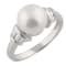 White Cultured Freshwater Pearl Ring Rhodium Over Silver