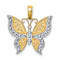 10K Yellow Gold and Rhodium Over 10K Yellow Gold Textured Butterfly Charm