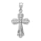 Rhodium Over 14K White Gold Polished Diamond-cut Fancy Cross Pendant