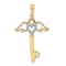 14K Two-tone Gold Diamond-Cut Heart/ Angel Wings Key Pendant