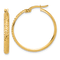 14k Yellow Gold Polished and Diamond-Cut 1 1/16" Hoop Earrings