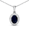 1.30ctw 14K White Gold Blue Sapphire and White Diamond Pendant with 18
inch Cable Chain