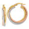 14K Yellow Gold and Rhodium Over 14K Yellow Gold 1 1/16" Polished
and Textured Twisted Hoop Earrings