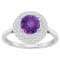 7mm Round Amethyst And White Topaz Accents Rhodium Over Sterling Silver
Double Halo Ring