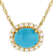 Turquoise And Cultured Seed Pearl Station Necklace In 18K Gold Over
Sterling Silver