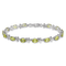 Rhodium Over 14k White Gold Floral Diamond and Peridot Bracelet