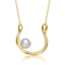 Pear Shape Freshwater Pearl U Necklace In 14K Gold Over Sterling Silver
