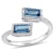 0.87ctw London Blue Topaz And 0.25ctw Diamond 14k White Gold Bypass Ring