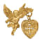 Symbols Of Faith Gold-tone Angel with 20mm Dangle Heart Crystal Cross
Locket Brooch Pin