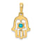 10k Yellow Gold Turquoise Chamseh Pendant