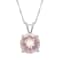 8mm Round Rose Quartz Rhodium Over Sterling Silver Pendant With Chain