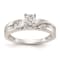 Rhodium Over 14K White Gold Diamond Trio Engagement Ring 0.13ctw