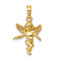 14k Yellow Gold 3D Polished and Textured Solid Angel Pendant