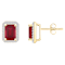 7x5mm Emerald Cut Created Ruby And Created White Sapphire 10k Yellow
Gold Halo Stud Earrings