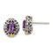 Sterling Silver Antiqued with 14K Accent Amethyst Post Earrings