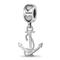 Rhodium Over Sterling Silver LogoArt Delta Gamma Anchor on Heart Bead