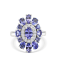 Rhodium Over Sterling Silver Mixed Shape Tanzanite and White Zircon Ring 8.22ctw