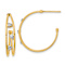 14k Two-tone  Gold 15/16" Polished Cubic Zirconia C-Hoop Earrings