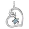 Rhodium Over Sterling Silver Crystal Turtle Heart with Wave Pendant