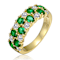 Emerald Color CZ And White CZ Band Ring In 14K Gold Over Sterling Silver