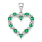 Rhodium Over 10k White Gold Diamond and 0.4 ctw Emerald Heart Pendant