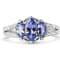 Rhodium Over Sterling Silver Marquise Tanzanite and White Zircon Ring 1.17ctw
