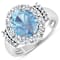 3.73ctw Blue Aquamarine and Diamond 14K White Gold Halo Ring