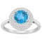 7mm Round Swiss Blue Topaz And White Topaz Accents Rhodium Over Sterling
Silver Double Halo Ring