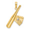 14K Two-tone Gold  Textured Baseball Bat with Ball Charm
