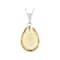 Pear Shape Citrine Solitaire Pendant In Sterling Silver 5.40ctw