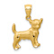14k Yellow Gold Brushed and Diamond-Cut Chihuahua Pendant