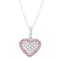 Lab Ruby And White Cubic Zirconia Rhodium Over Silver Children's Heart
Pendant With Chain 0.28ctw