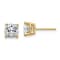 14K Yellow Gold 2.25ct. 6.0mm Cushion D E F Pure Light Moissanite Earrings