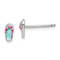 Rhodium Over Sterling Silver Teal and Pink Enamel Flip Flop Childs Post Earrings