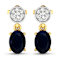 1.50ctw 14K Yellow Gold Blue Sapphire and White Diamond Halo Earrings